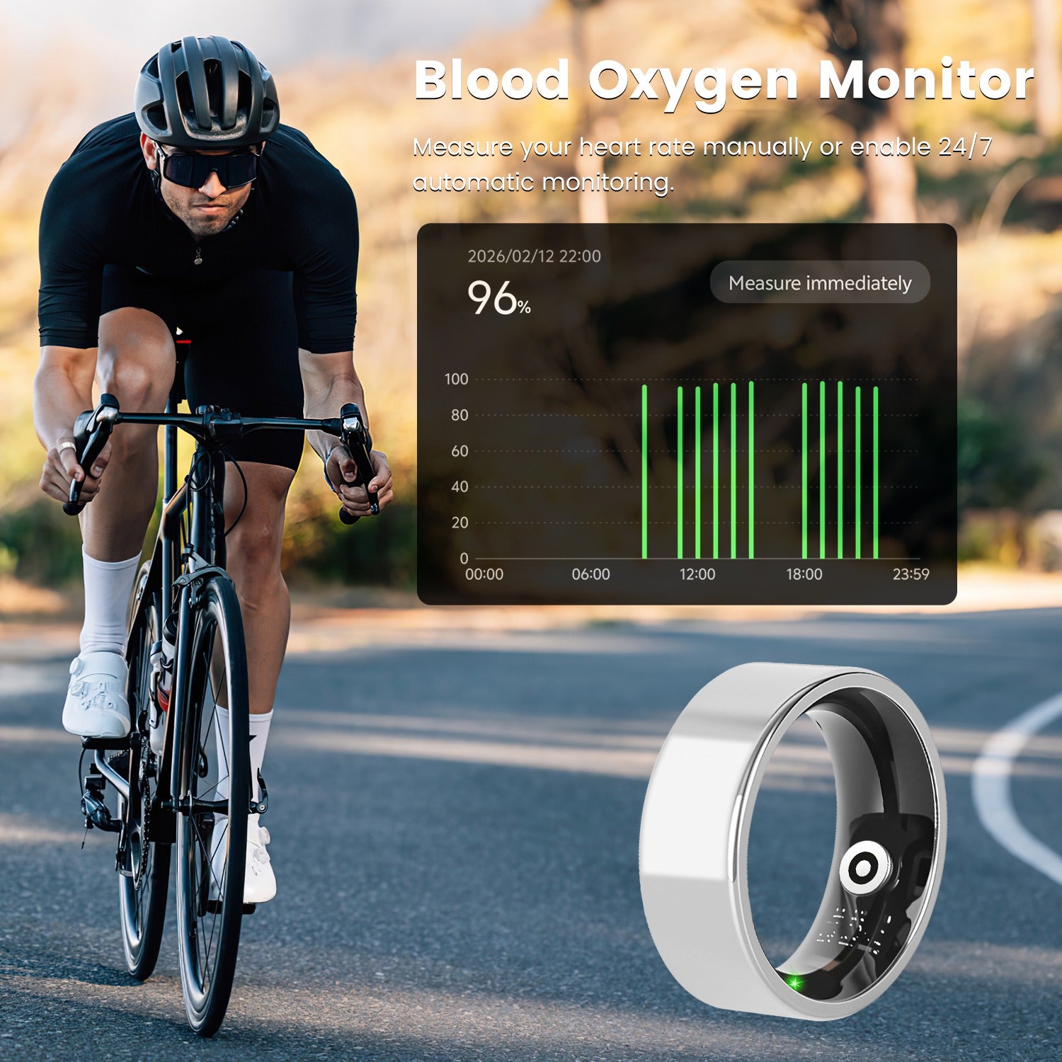 Smart Ring Health Tracker-Fitness ,Sleep ,Stress ,HRV Tracker With Charging Case Compatible With IOS & Android 7-Day Battery Life Size7 Size8 Size9 Size10