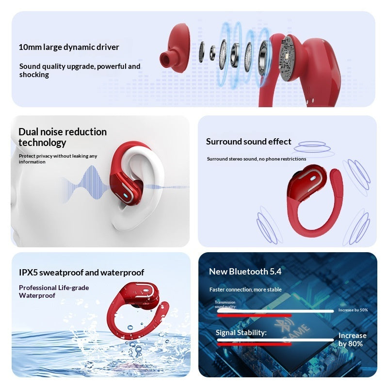 New Noise-Canceling Wireless Ear-hook Headset