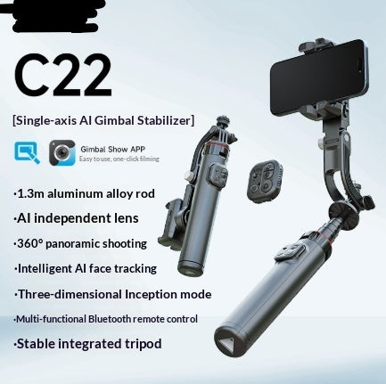 C22 Smartphone Single-Axis Stabilizer With Intelligent AI Face Tracking , Handheld Design.